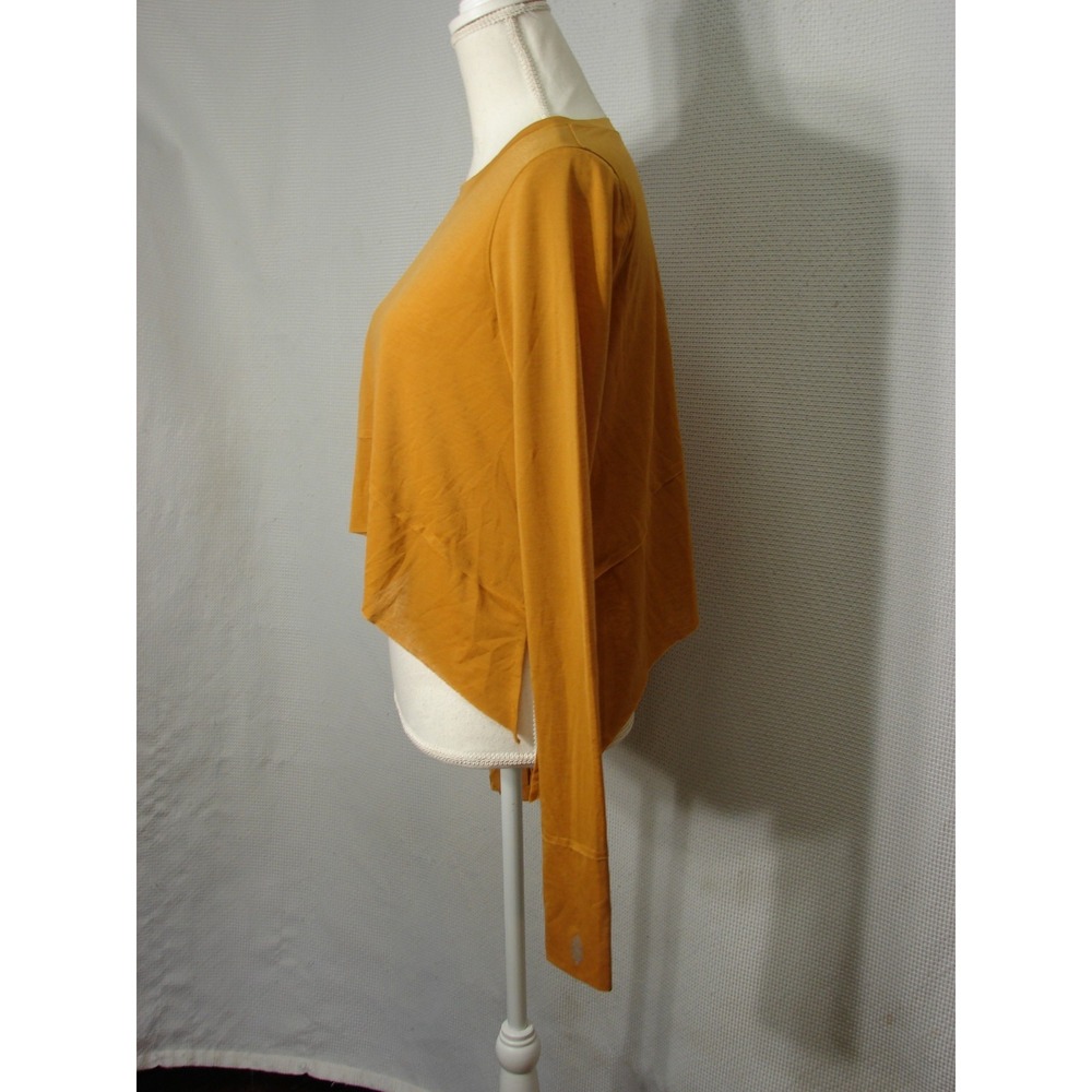 Free People Movement Breezy Tempo Gold Cropped Long Sleeve Shirt Top Small - Picture 3 of 8